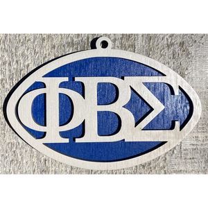 Painted Wood Ornament - 4" Phi Beta Sigma - White over Blue - #178-3238